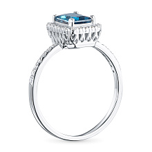 Кольцо из белого золота с топазом и бриллиантом (изготовление)