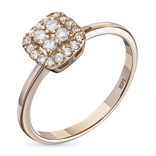 Классическое кольцо из красного золота с бриллиантами