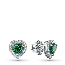 Пусеты из белого золота с и изумрудами и бриллиантами