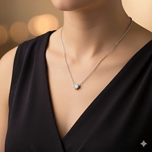 Колье из серебра c бриллиантами выращенными