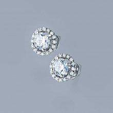 Пусеты из белого золота c бриллиантами