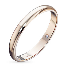 Обручальное кольцо из красного золота с бриллиантом