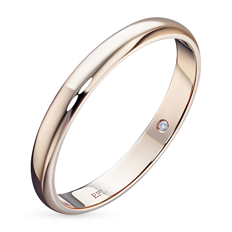 Обручальное кольцо из красного золота с бриллиантом