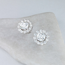 Пусеты из белого золота с бриллиантами (изготовление)