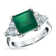 Кольцо из белого золота с агатом и бриллиантами