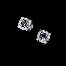 Пусеты из серебра с сапфирами и бриллиантами