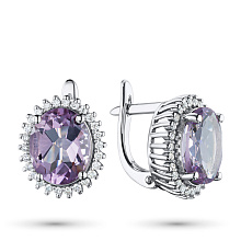 Серьги из белого золота с аметистами и бриллиантами (изготовление)