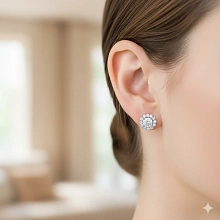 Пусеты из белого золота c бриллиантами