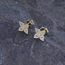 Пусеты из желтого золота с бриллиантами (изготовление)