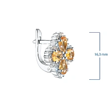 Серьги из белого золота с цитринами и бриллиантами