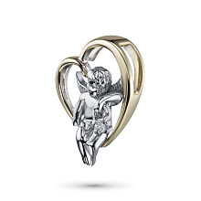 Подвеска из комбинированного золота с бриллиантом выращенным