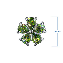 Пусеты из серебра с хромдиопсидами