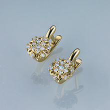 Серьги из желтого золота c бриллиантами выращенными