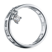 Обручальное кольцо из серебра с бриллиантом