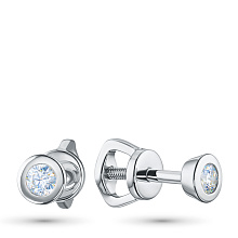 Пусеты из серебра с бриллиантом