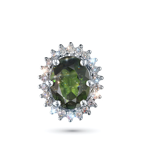 Подвеска из белого золота с хромдиопсидом