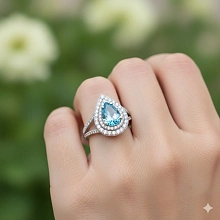 Кольцо из белого золота с топазом и бриллиантами