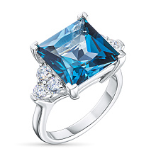 Кольцо из белого золота с бриллиантами и топазом (изготовление)