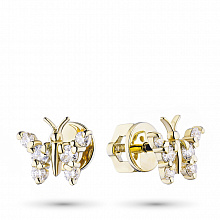 Пусеты из желтого золота с бриллиантами (изготовление)