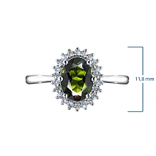 Кольцо из белого золота с хромдиопсидом и бриллиантами