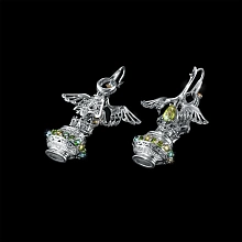 Серьги из серебра с аметистами и цитринами и бриллиантами