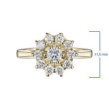 Классическое кольцо из желтого золота c бриллиантами выращенными