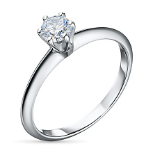 Классическое кольцо из белого золота с бриллиантом выращенным