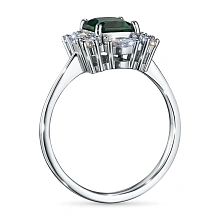 Кольцо из белого золота с и изумрудом и бриллиантами