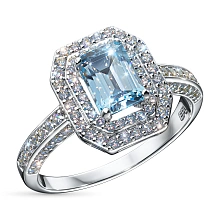 Кольцо из белого золота с топазом и бриллиантами