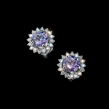 Пусеты из белого золота с танзанитами и бриллиантами