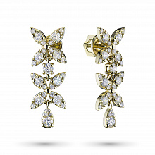 Пусеты из желтого золота с бриллиантами (изготовление)