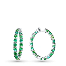 Серьги из серебра с изумрудами и бриллиантами