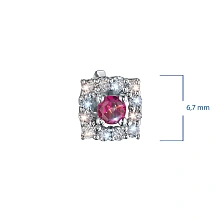 Пусеты из серебра с рубинами и бриллиантами