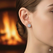 Пусеты из белого золота c бриллиантами