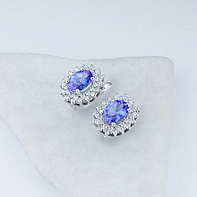 Серьги из белого золота с танзанитом и бриллиантом (изготовление)