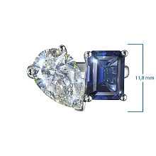 Кольцо из белого золота с и сапфиром и бриллиантами