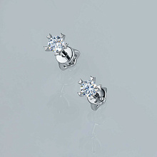 Пусеты из серебра с бриллиантом