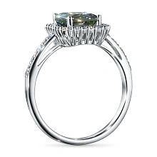 Кольцо из белого золота с хромдиопсидом и бриллиантами