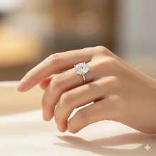 Классическое кольцо из белого золота с бриллиантом