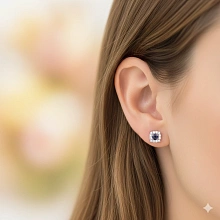 Пусеты из серебра с сапфирами и бриллиантами