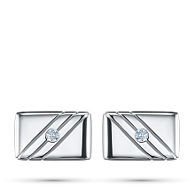 Запонки из серебра c бриллиантами