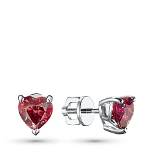 Пусеты из белого золота с рубинами