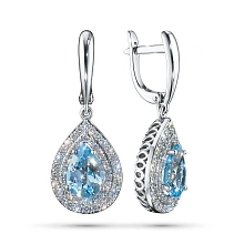 Серьги из белого золота с топазами и бриллиантами