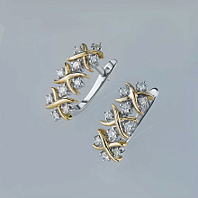 Серьги из комбинированного золота c бриллиантами