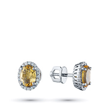 Пусеты из белого золота с цитринами и бриллиантами (изготовление)