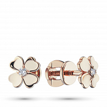 Пусеты из красного золота с бриллиантом (изготовление)