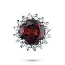 Подвеска из белого золота с гранатом и бриллиантами (изготовление)