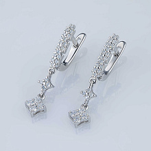 Серьги из серебра c бриллиантами