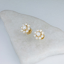 Пусеты из желтого золота с бриллиантами (изготовление)