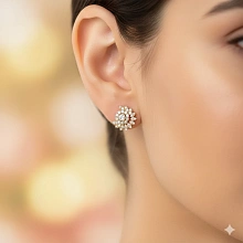 Серьги из желтого золота c бриллиантами выращенными